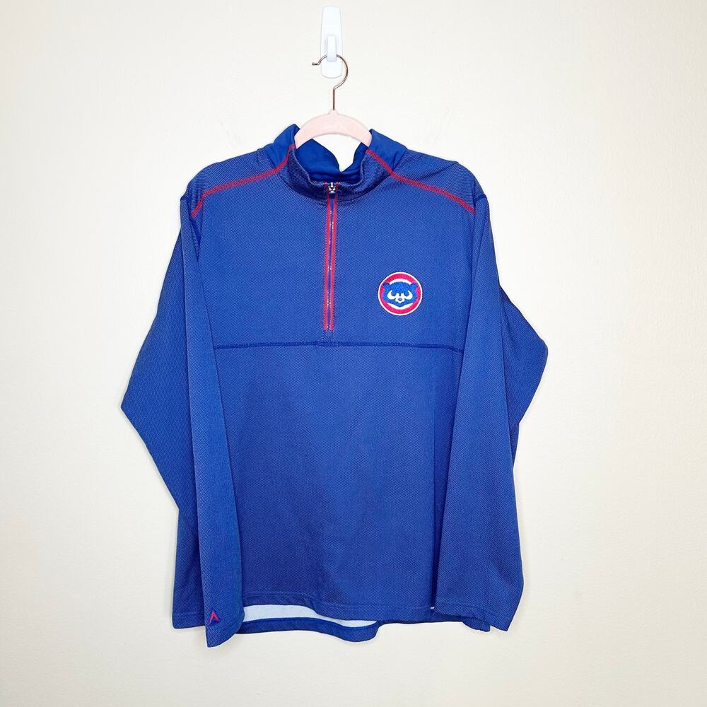 Chicago Cubs Antigua Blue 1/4 Zip Pullover Sweatshirt Top Men's Size XL Baseball